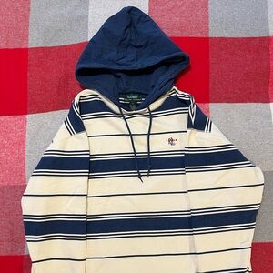 [VINTAGE] NWOT Lauren Ralph Lauren Blue And White Striped Hoodie